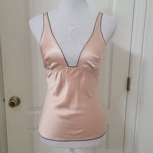 I.D. Sarrieri Size EU 40 (US M) Champagne with Black Trim Cami Top, EUC